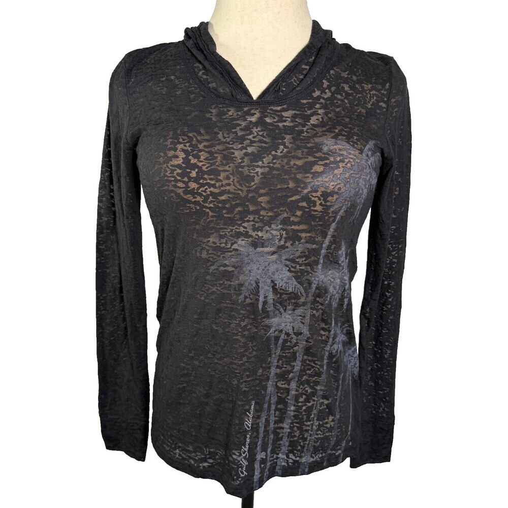 Coastal Classics Gulf Shores, AL Burnout Hoodie, Sz L, Black Beach Swim Cover-up